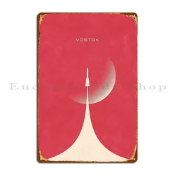 Vostok Rocket Minimal Retro Design Moon Red Metal Sign Cinema Designs Mural Cinema Cinema Tin Sign Poster