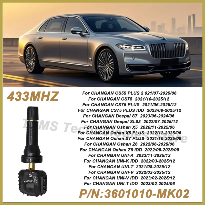 

1/4PCS 433MHZ TPMS 3601010MK02 Tire Pressure Sensor For CHANGAN CS55 PLUS 2021-2024