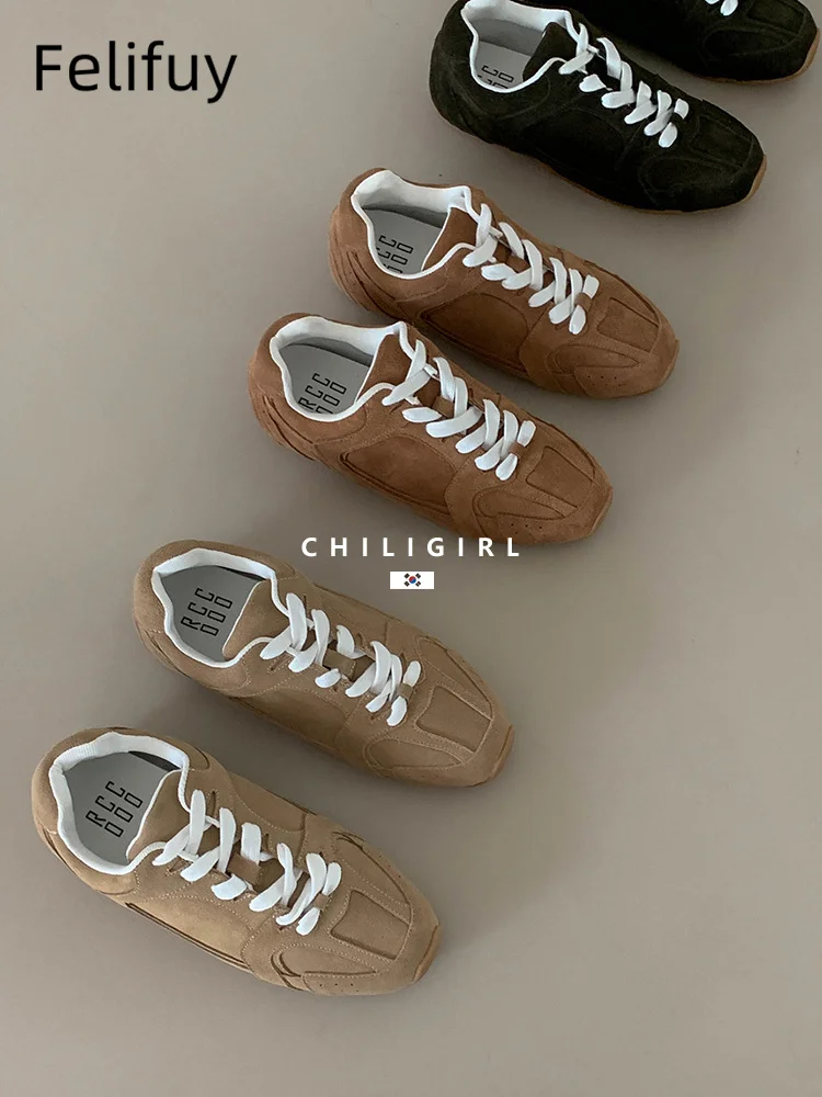 

Универсальная обувь AGAN на плоской подошве в стиле ретро. Корейские удобные и модные дизайнерские кроссовки, матовая спортивная повседневная обувь.