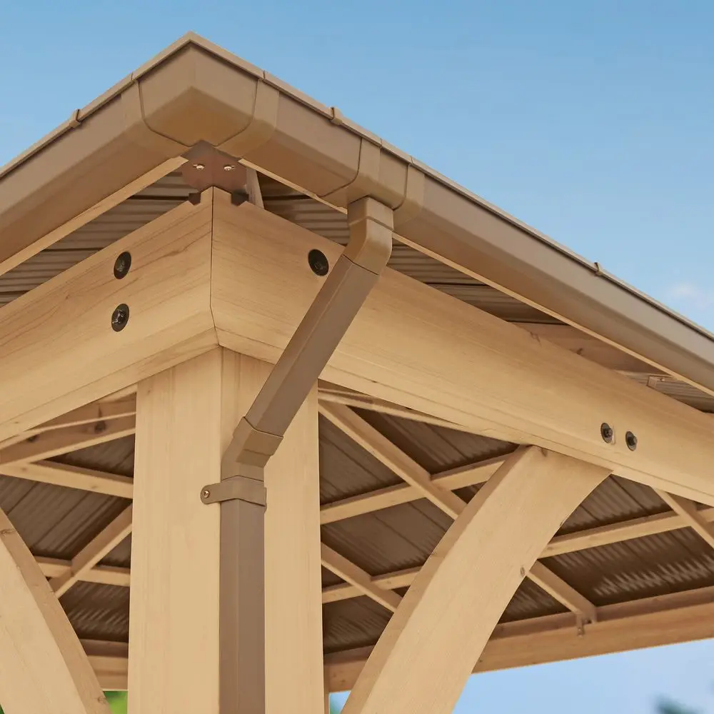 

12 x 20 Meridian Gazebo Rain Gutters, Complete Gutter System with 4 Down Spouts for Meridian Gazebo