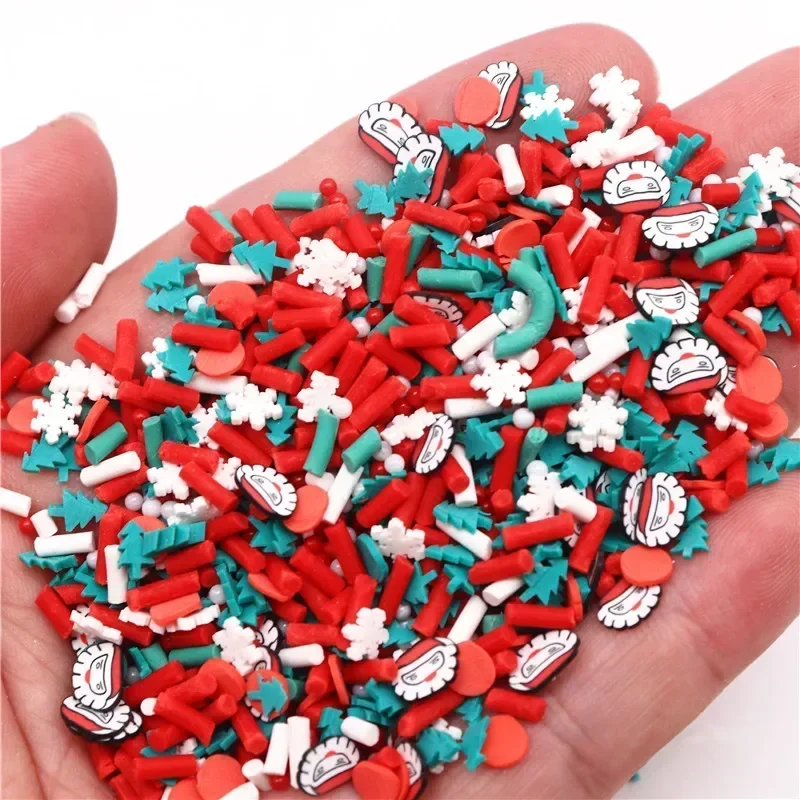 20g Mixed Xmas Snowfake Slices Christmas Polymer Clay Sprinkles Crafts Soft Clay Nail Shaker DIY Crystal Mud Filler Accessories