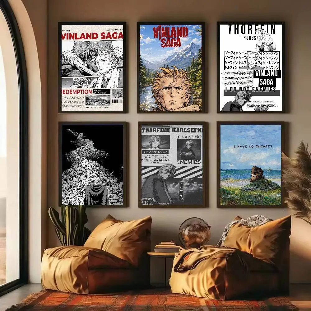 Cool Vinland Saga Anime Poster Thorfinn Manga Print Wall Art, Vintage Canvas Painting Bedroom Living Room Home Wall Decor Gift