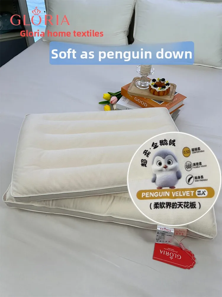 

Soft Penguin Velvet Pillow Low Profile for Students And Adults Rectangular ape Dormi Hotel Bedroom Polyester Fiber