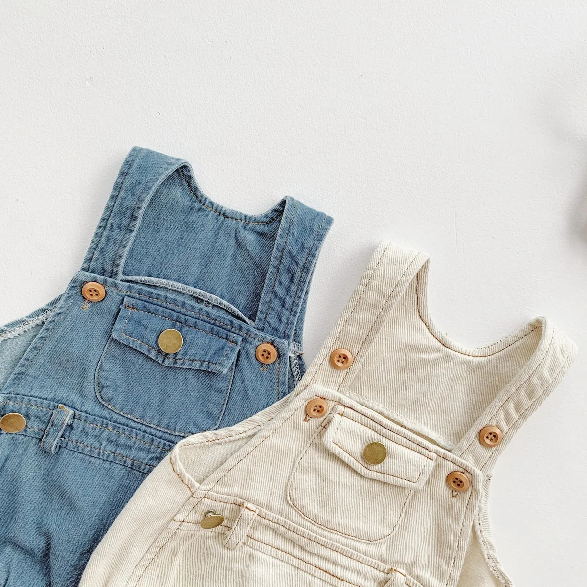 Summer Infant Baby Girls Boys Sleeveless Denim Buttons Overalls Kids Fashion Clothing Cotton Jumpsuits Gift Hat Bodysuits