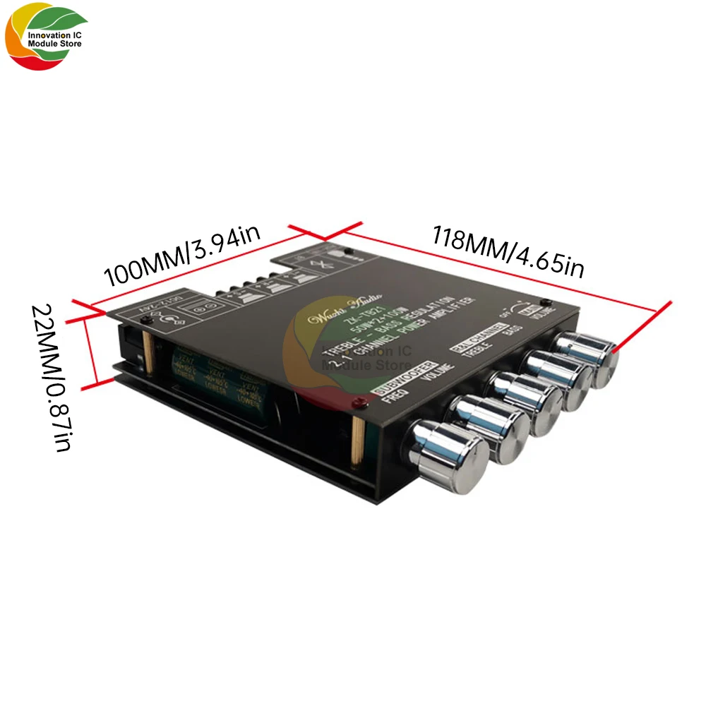 ZK-TB21 2.1 Channel Bt 5.0 Digital Amplifier Module Aux+BT TPA3116D2 Audio Amplifier Module