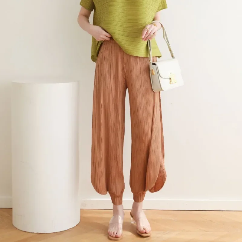 ALSEY Miyake Pleated Plus Size Loose Simple Harlem Lantern Pants 2024 Fall Spring Summer New Korean Casual High Waist Trousers