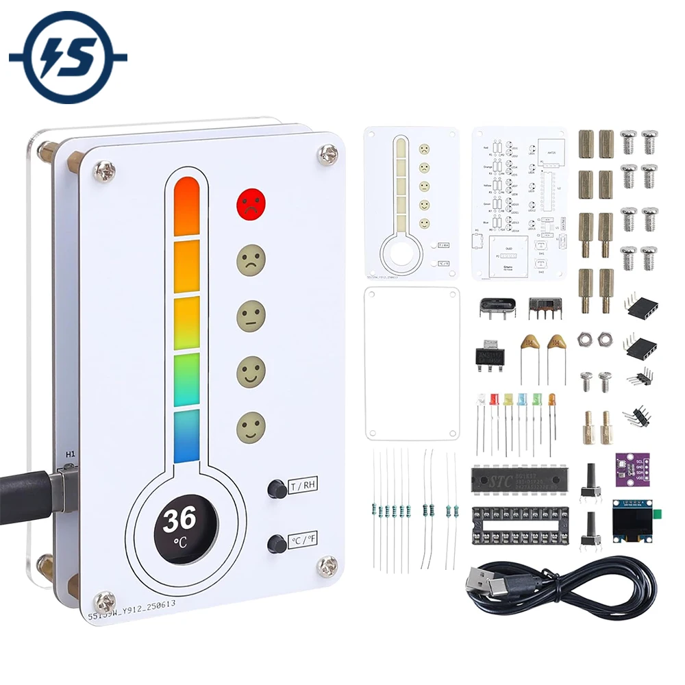 

Temperature Humidity Meter Soldering Practice Kit With Expression LED Indication ℃/℉ Thermo-Hygrometer DIY Electronic Kit