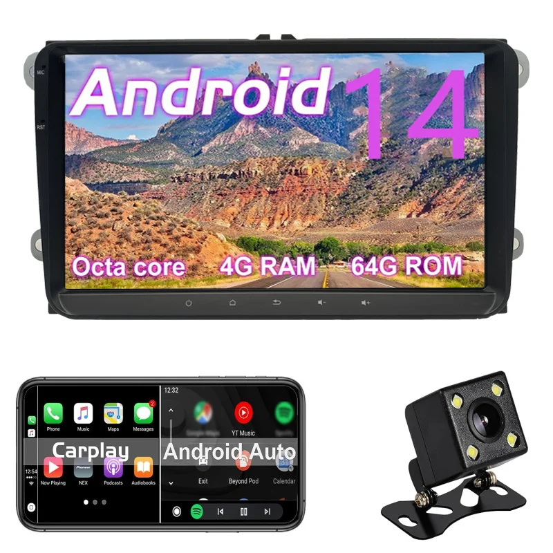 

Android car radio for Passat B6, B7, CC, Ranger, Sprinter, stereo screen Carplay Bluetooth GPS Navigation FM radio 9’ [4+64G]