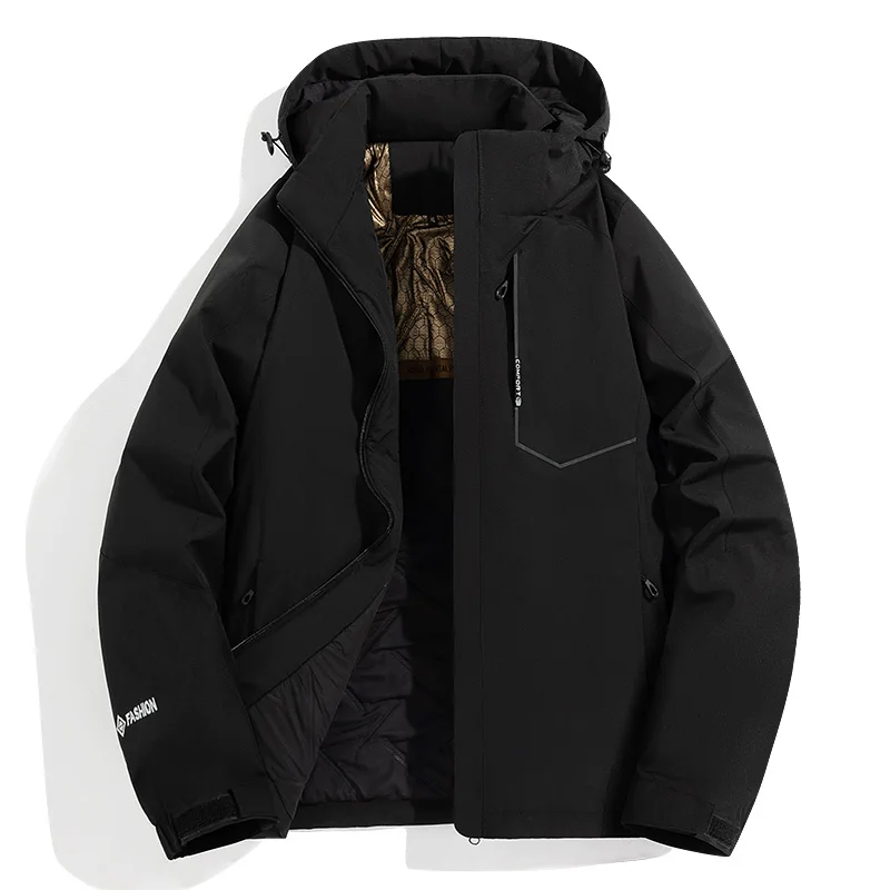 2024 Winter Graphene Men's Jacket Hooded Parkas Windbreaker Outdoor Clothing Korean Zipper Jackets Man Sportswear Coats Warm