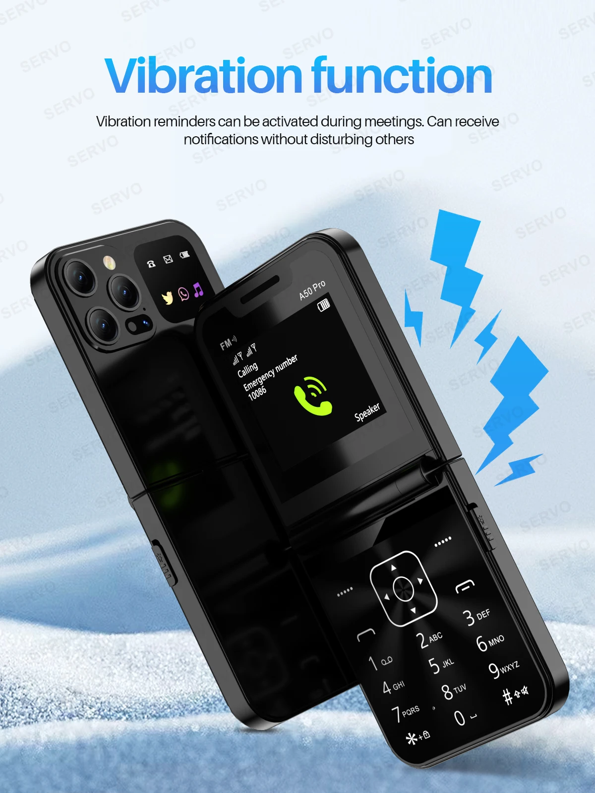 SERVO A50 PRO Foldable Mobile Phone Dual SIM Standby Call Recording Speed Dial Blacklist FM Radio 2G GSM Button Flip Cellphones