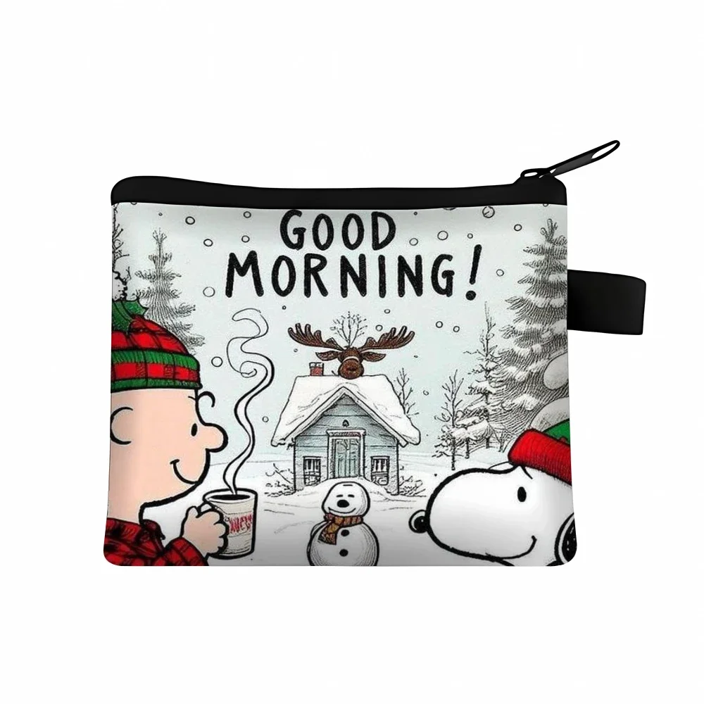 Portamonete Snoopys Portafoglio piccolo in legno carino Auricolari divertenti Borsa portaoggetti per chiavi Portaoggetti portatile alla moda Regali di Natale di compleanno