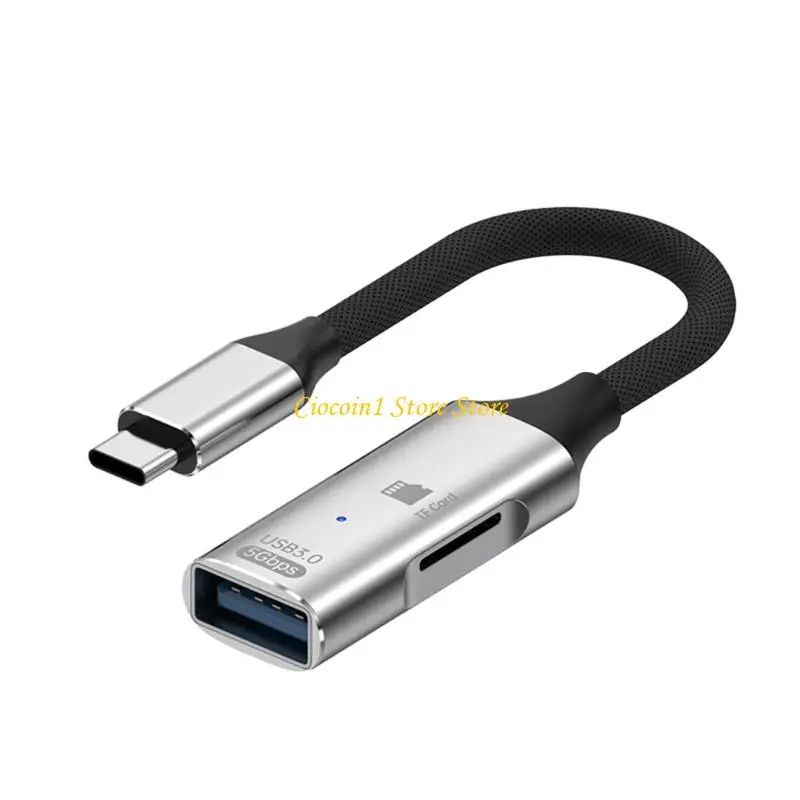A3PC Double Port USB C To USB 3 0 OTG Converter with Card Slot Aluminum Portable USB C Hubs for Mobile Devices Computers