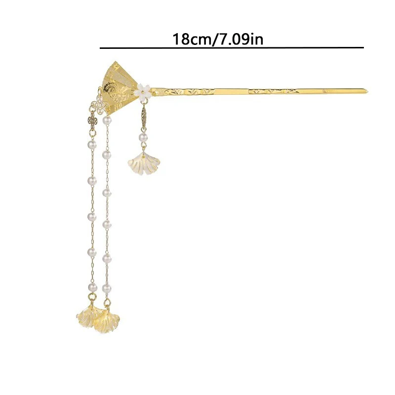 1pc Chinesischen Stil Nische Persönlichkeit Fan-förmigen Legierung Haarnadel Exquisite Quaste Hanfu Qipao Headwear Schnell Geflochtene Haar Artefakt – Detail 6