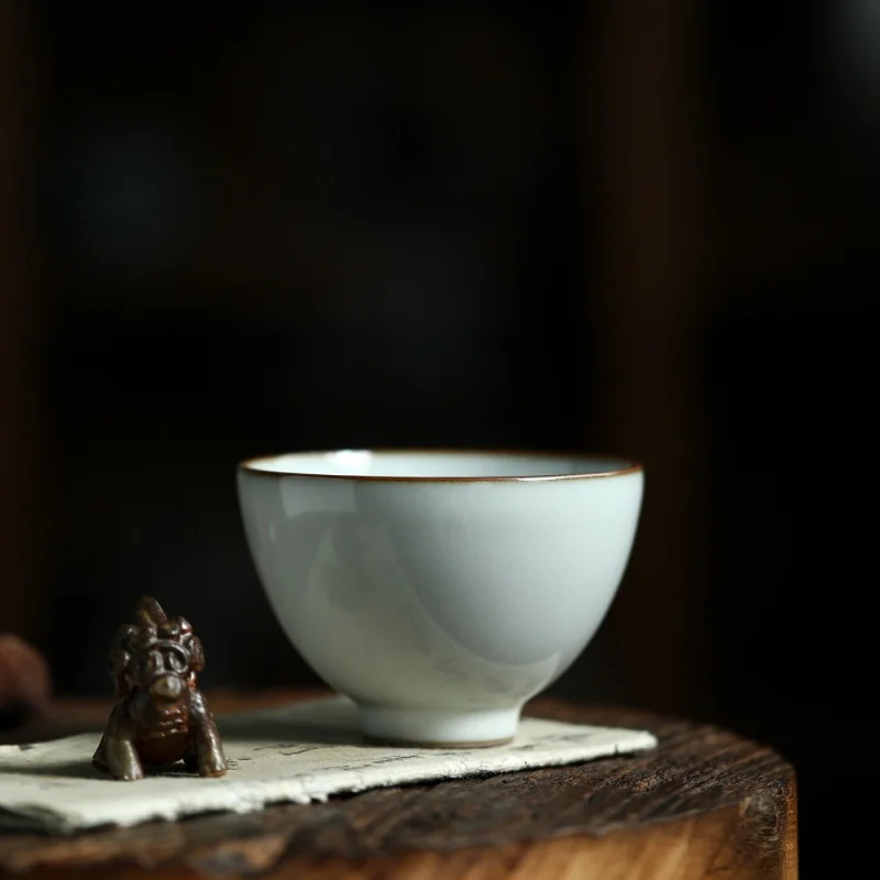Mr. Qing Official Kiln Ru Ware Tea Cup Master Cup Cup Cup Tea Cup Gracked Glaze Supportable Ru-Porcelain Kung Fu Tea Set Persona