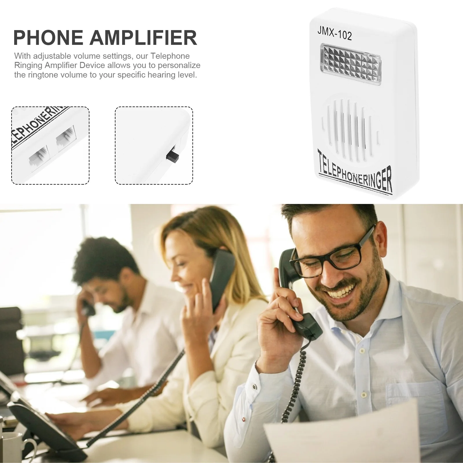 Telephone Ringer Amplifier White Hearing Easy Installation Loud Clear Ringtones Home Phone Ring Amplifier Device