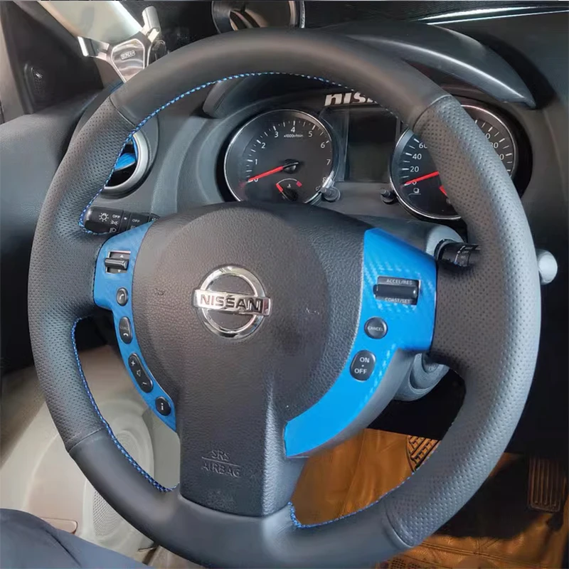 Car Steering Wheel Cover for Nissan QASHQAI X-Trail Nissan NV200 Rogue Diy Hand-sewn Sewing Genuine Leather Braid Steering Wheel