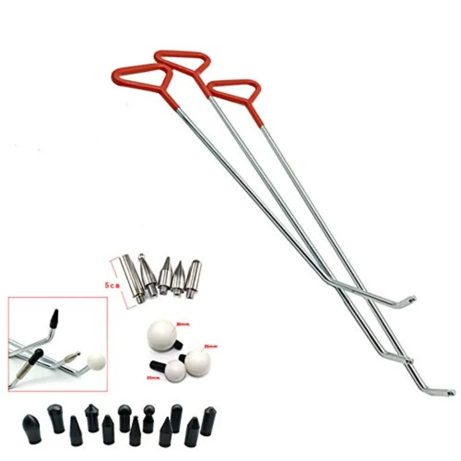 

Professional Paintless Dent Repair Kit for Auto Body Hail Dents and Door Dings: 3-Piece Stainless Steel Rods with Awl Heads Bla