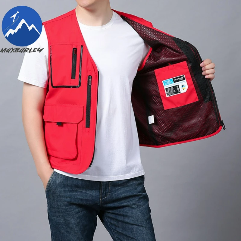 

Maxbarley повседневный уличный рабочий жилет для мужчин, походная, охотничья, кемпинговая куртка без рукавов, новинка 2026, весна-лето, карманный жилет на молнии для инструментов