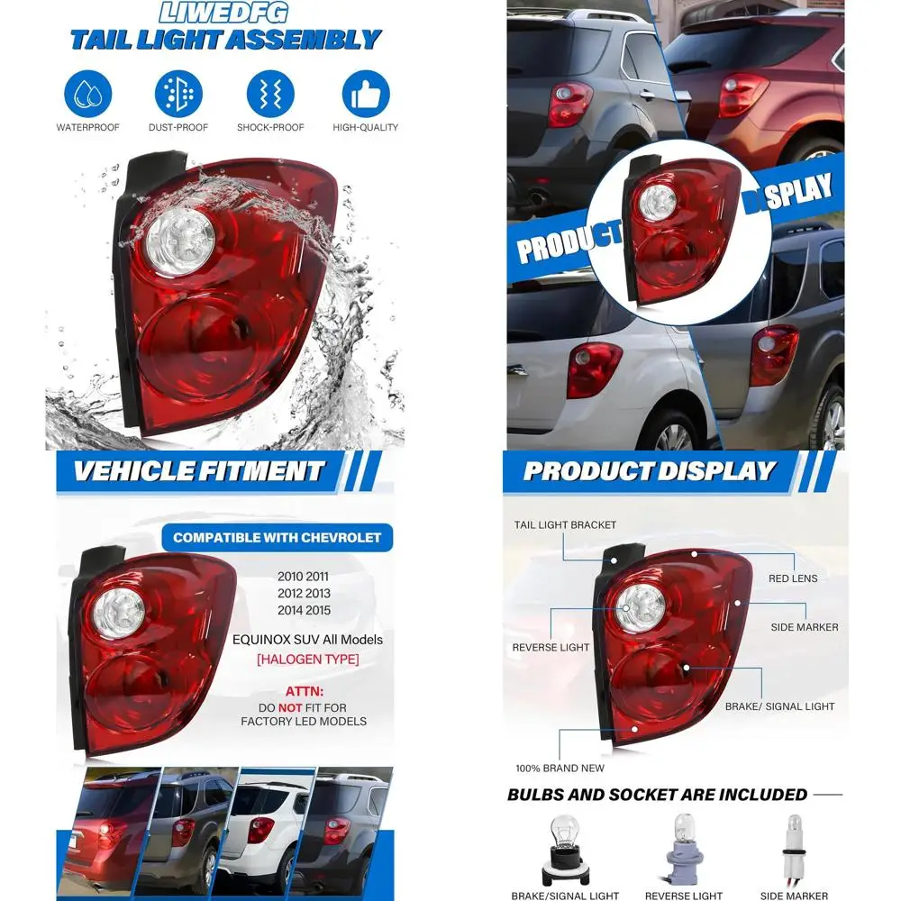 

Chevy Equinox 2010-2015 Tail Light Assembly, Halogen, Right Side, 2084150622759317, GM 2801242