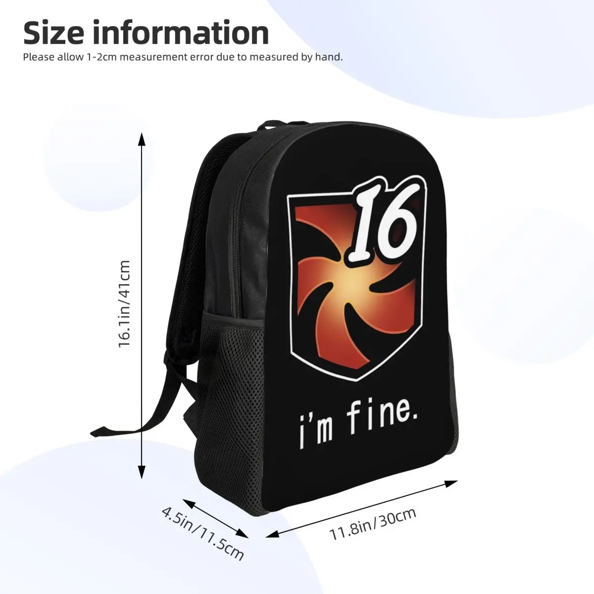 I'm Fine Vuln Stacks Student Backpack School Bag Hiking Travel Daypack for Boys Girls Fashion Bookbag Shoulder Bags