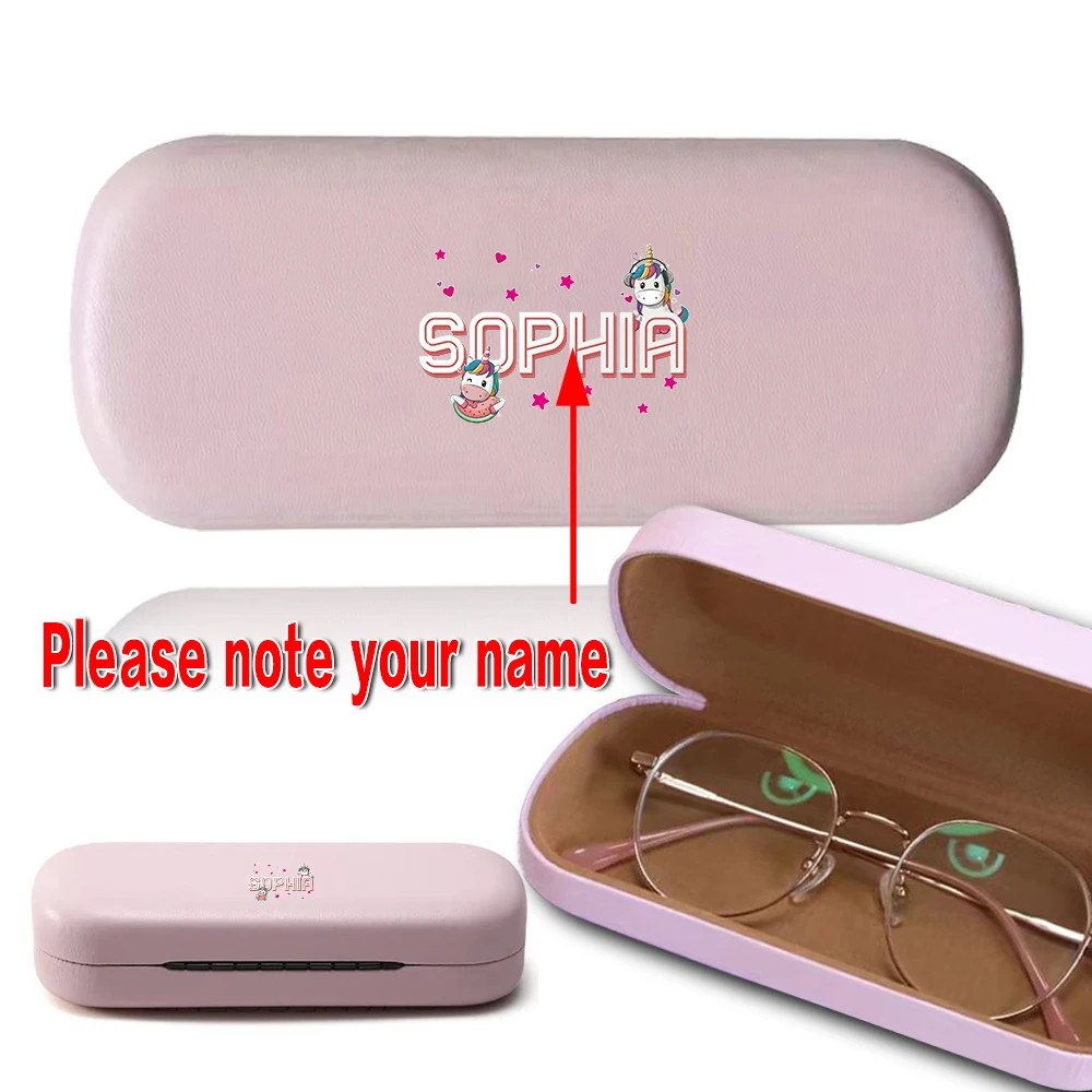 

Customized Name PU Spectacle Box Custom Leather Glasses Case Travel Organizer Sunglass Storage Container For Pocket Purse Use