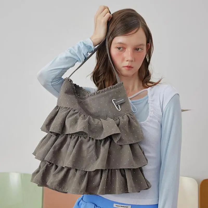 Retro Relaxed Pleated Skirt Tote Bag For Autumn And Winter Versatile For Commuting, Large Capacity Shoulder Bag For Women Trendy