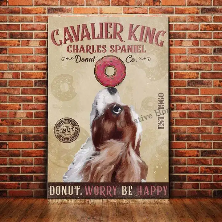 Cavalier King Charles Spaniel Dog Animal Metal Sign Tin Plaque Coffee Retro Wall Home Bar Pub Vintage Cafe Decor,tin decor