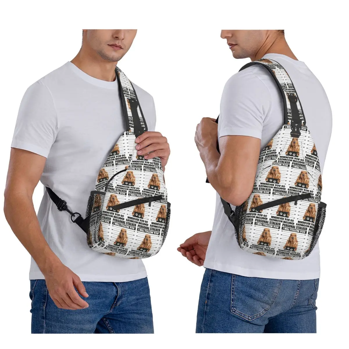 

Funny English Cocker Spaniel Puppy Sayings Chest Bag Men Sling Crossbody Backpack Chest Bag Travel Hiking Daypack Shoulder Bag
