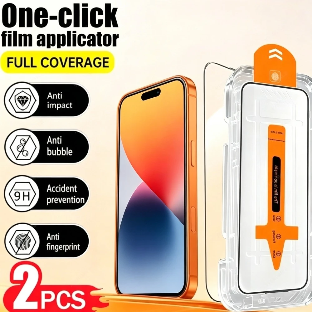 

2Pcs Ultra Clear Screen Protectors for iPhone 17 16 15 Pro Max Air 17e 16e 14 13 12 Pro 15 14 Plus Dust Free Installation Glass
