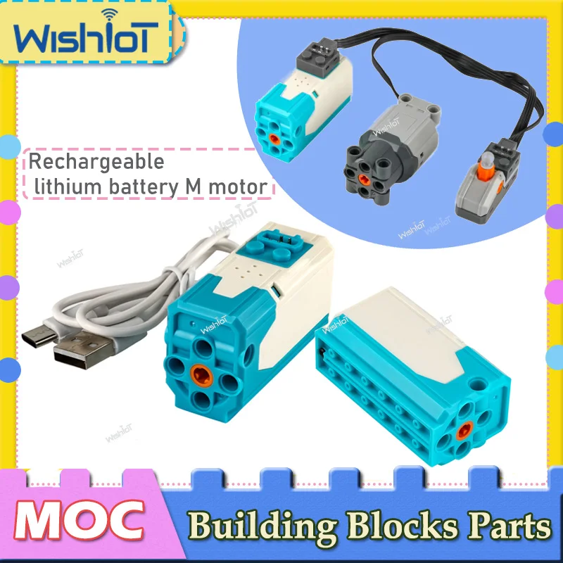 Motor M de litio recargable mejorado, piezas de bloques de construcción de alta tecnología, funciones de potencia, Motor 8883 para ladrillos DIY modificados MOC 9686
