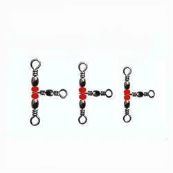 10pcs/lot 3 Way Fishing Rolling Brass Barrel Triple Swivels Bearing Snap Connector Solid Ring Fishing Tackle Accessory Pesca