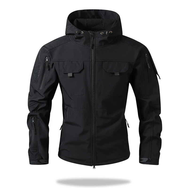 Chaquetas de senderismo al aire libre para hombre, chaqueta táctica Softshell de invierno con forro polar, cortavientos impermeable a prueba de viento de estilo americano