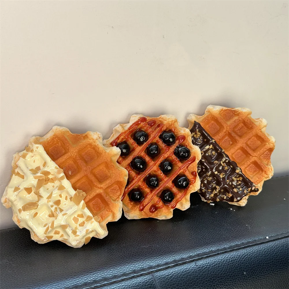 

Round Belgian Waffle Honey Butter Boba Breakfast Sweet Prop Window Decoration Display Furniture Nutella Nut Crumbs Food Model