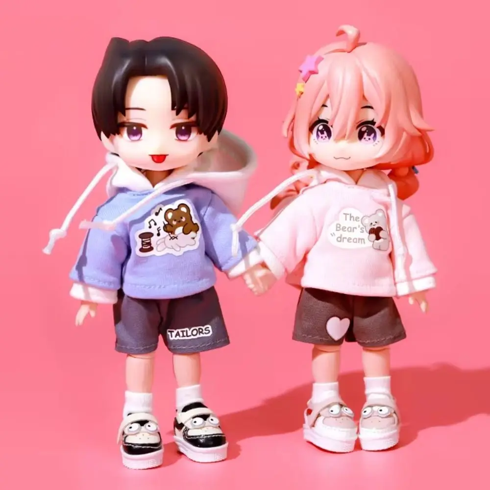 

Fashion Sweatshirt OB11 Doll Hoodie Set Bear Pattern Handmade Doll Sweatshirt Set Casual Wear Dress Up Hippop Shorts Set DIY Toy