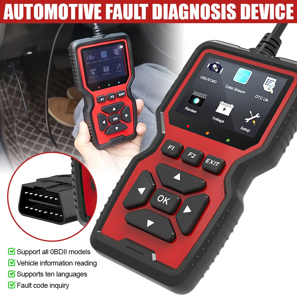 

OBD2 сканер профессиональный механический OBDII диагностический инструмент для считывания кодов детектор неисправностей автомобиля для проверки света двигателя