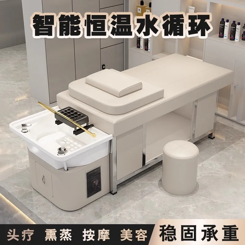 Ceramic basin head treatment shampoo bed barber shop beauty salon special fumigation water circulation massage beauty integratio