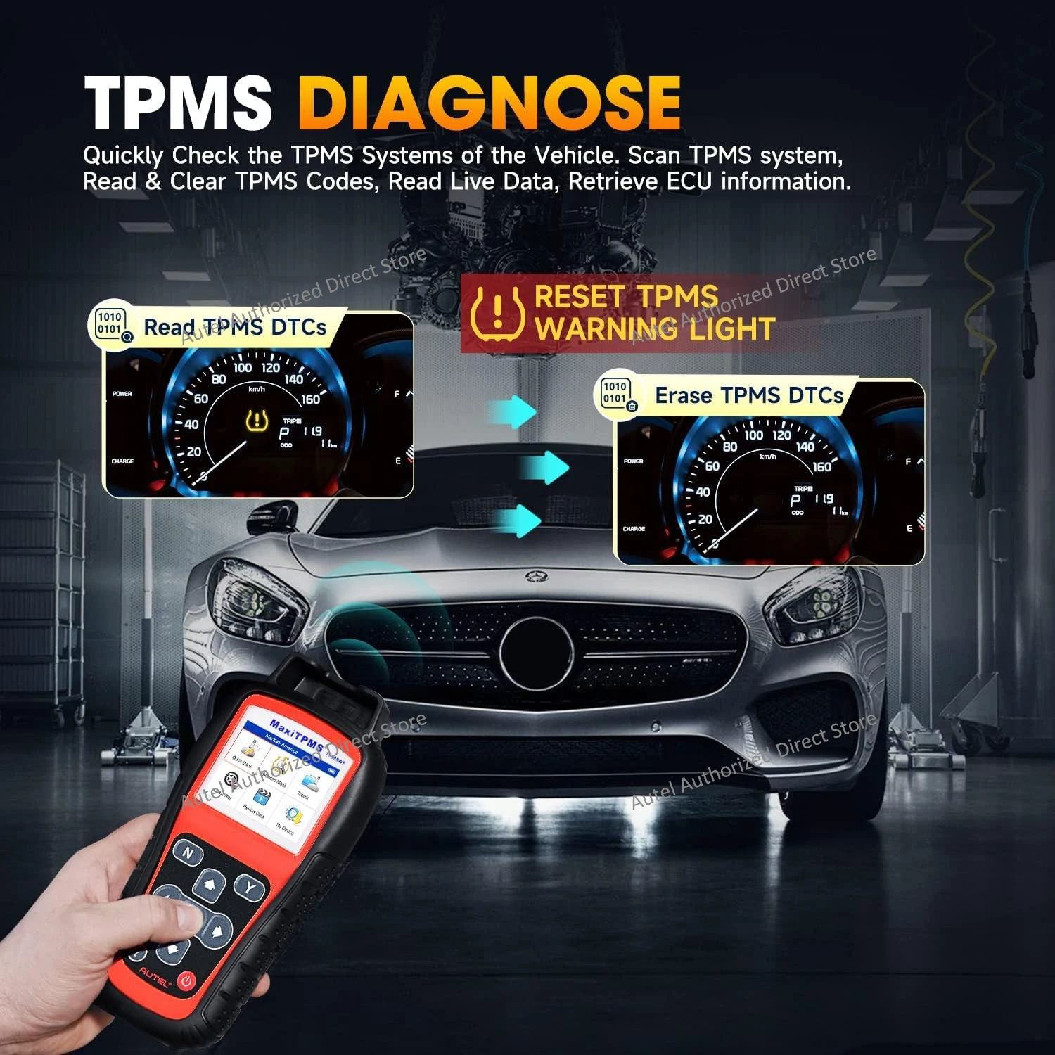 Autel MaxiTPMS TS508WF TPMS Relearn-Tool, Programmiergerät für MX-Sensoren 315/433MHz, Sensor-Neulernung/Aktivierung, Fehlercode-Auslesen/-Löschen, PK TS408S – Detail 6
