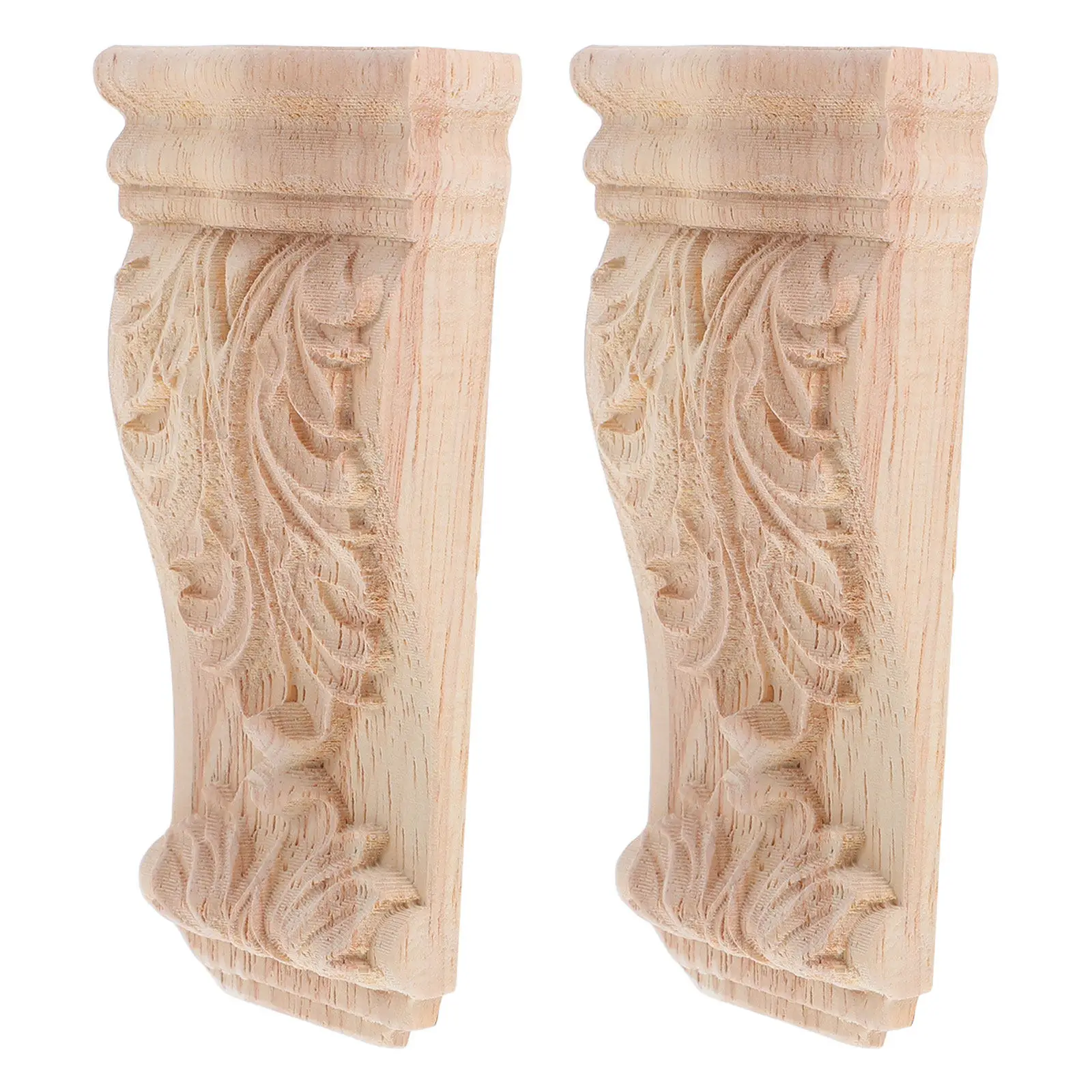 2 Pcs Wood Carving Roman Column Decoration Shelf Bracket Carved Wooden Corbels Furniture Decorative Brackets Supports