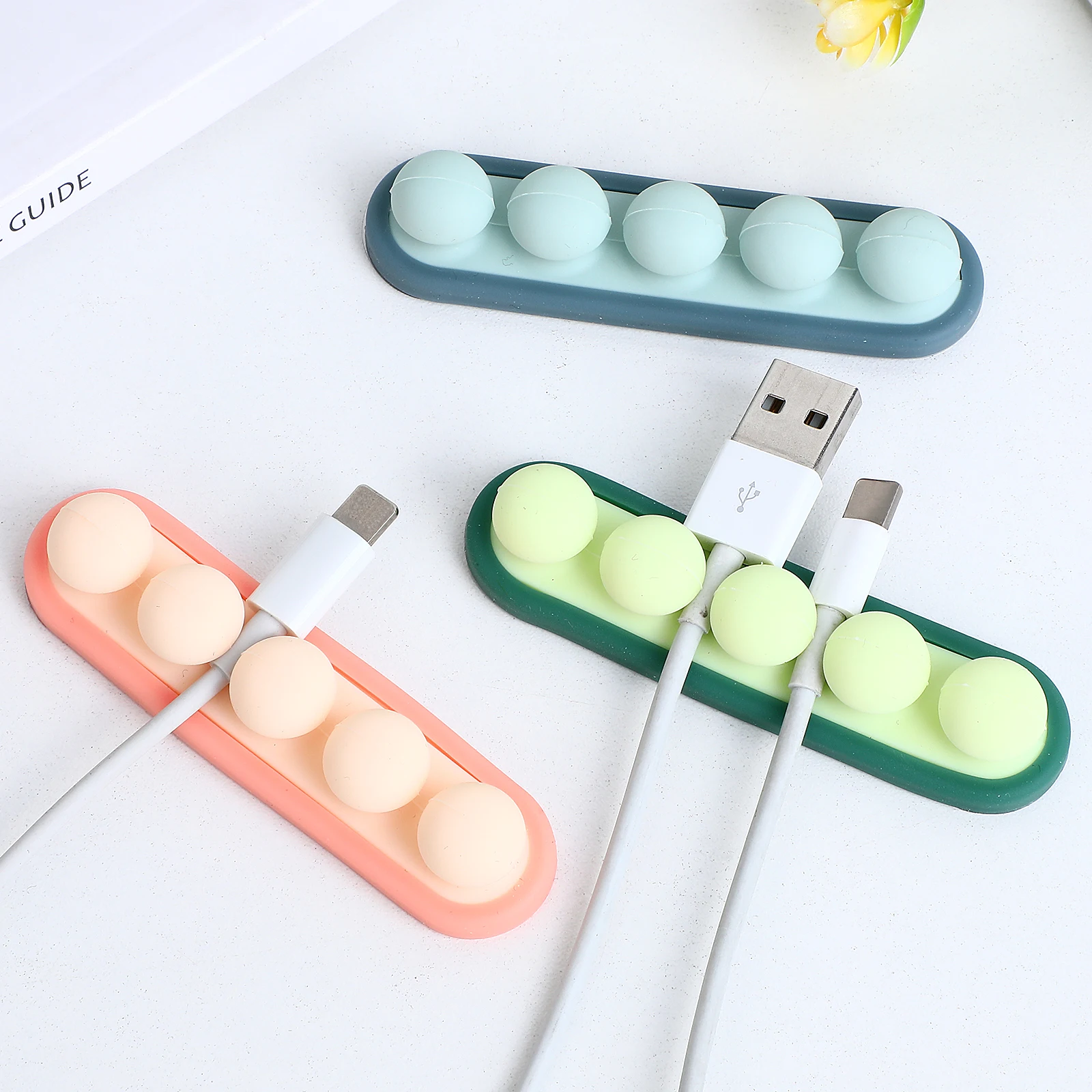 

3 Pcs Clips Desk ganizers Self Adhesive Wire Holder Clamp Blue Green Pink Silicone Cord Manager Adhesive Cable Clips ganizer