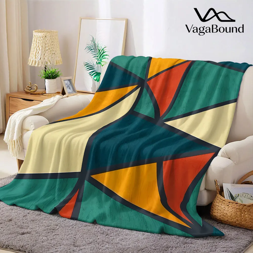 Retro Color Triangle Flannel Blanket Warm Soft Halloween Christmas Decorative Couch Warm Cozy All-Season Gift