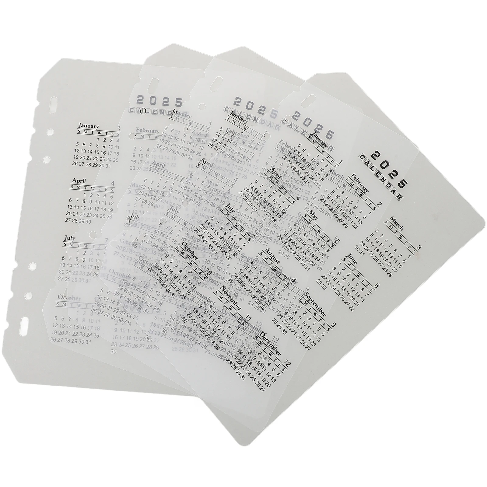 

4pcs A5 Binder Calendar Inserts Notebook Separator White Plastic Campus Waterproof Creative Design Practical Smooth