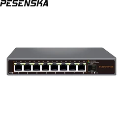 PESENSKA 9 Port 2.5G Ethernet Switch Unmanaged with 8*2.5G+1*10G Base-T SFP Slot 60Gbps Capacity Fanless Metal Wall Mountable