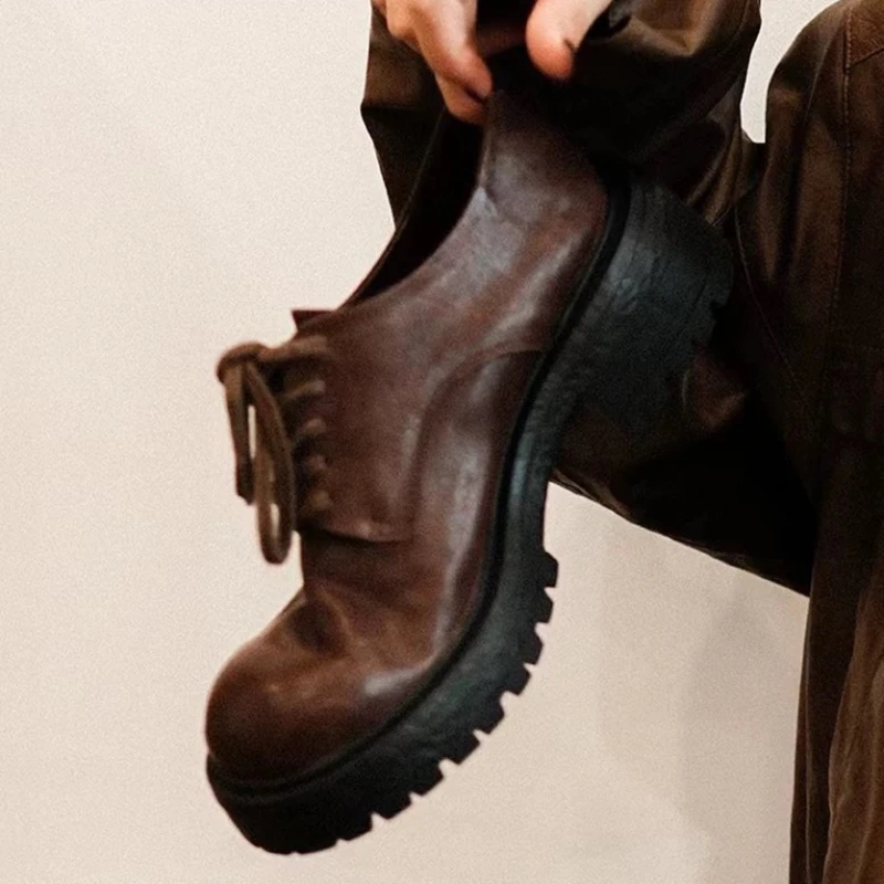 

Повседневная обувь на платформе со шнуровкой в стиле ретро, женская дизайнерская обувь с круглым носком и неглубоким носком, удобные легкие лоферы для женщин, Zapatos Mujer