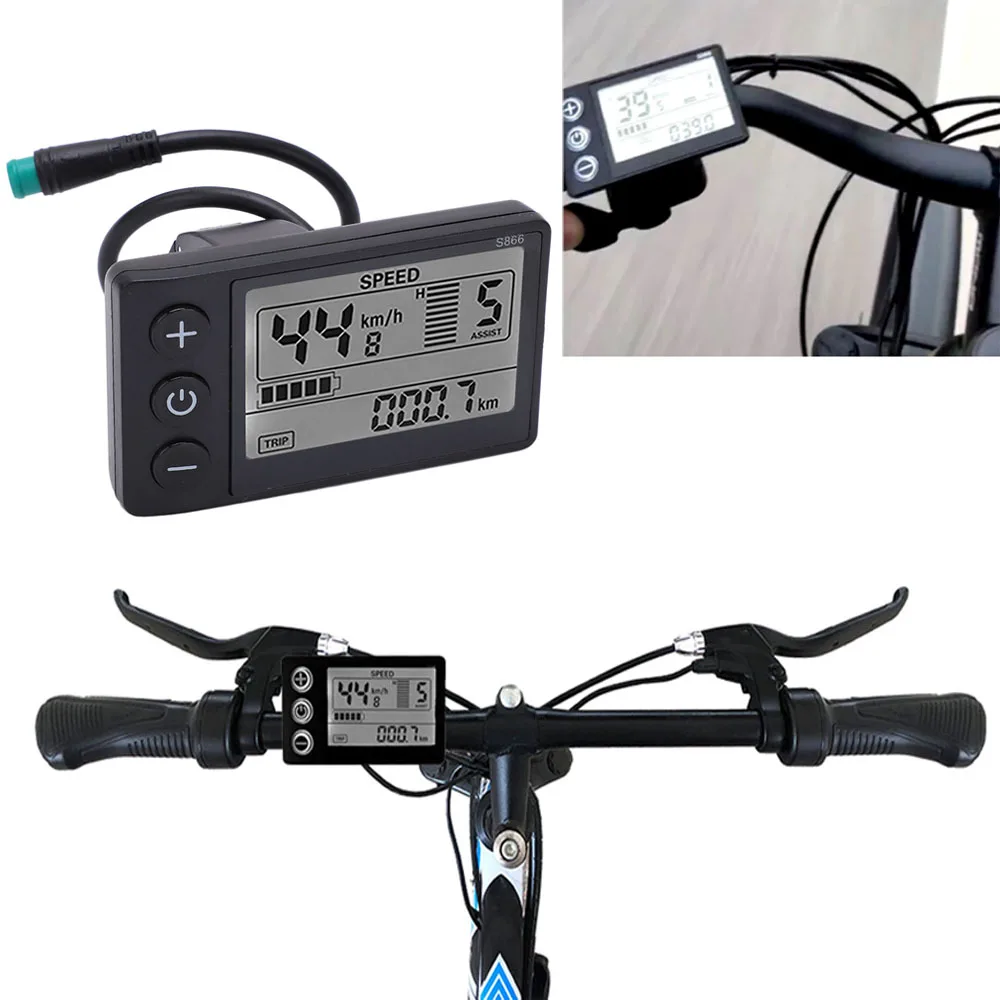 S866 medidor de display lcd inteligente ciclo elétrico 24/36/48v painel controle com plugue à prova dwaterproof água modificação da bateria lítio acessórios