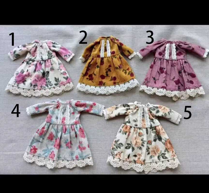 2025 2pcs rural Vintage Blythe corduroy dress+bow hair clip 1/6 30cm(Fit for  azone,Pullip,Ob22/24/26, Licca)