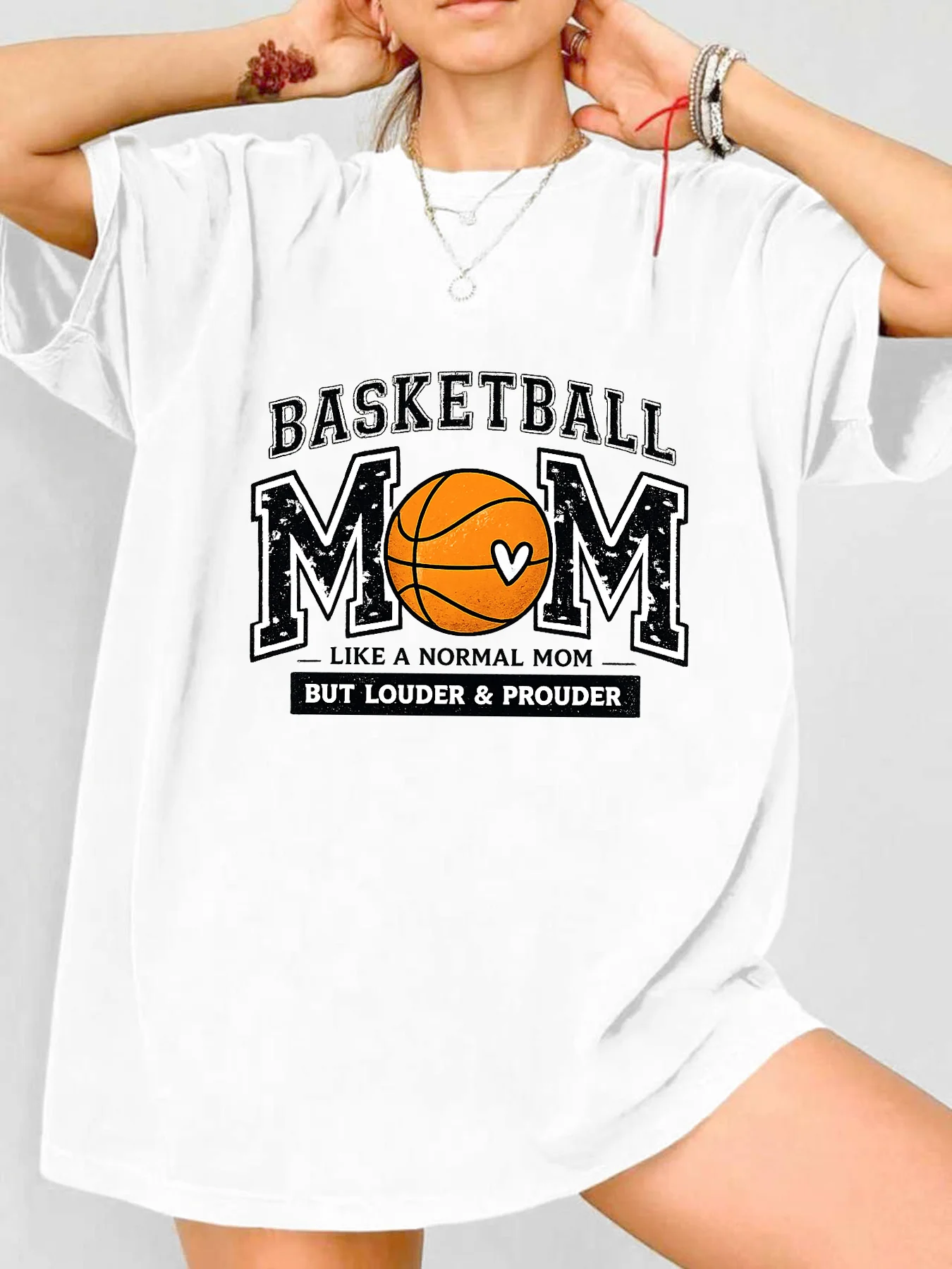 

【WDS00193】Plus size women's round neck short sleeve T-shirt with elastic half sleeves and trendy prints