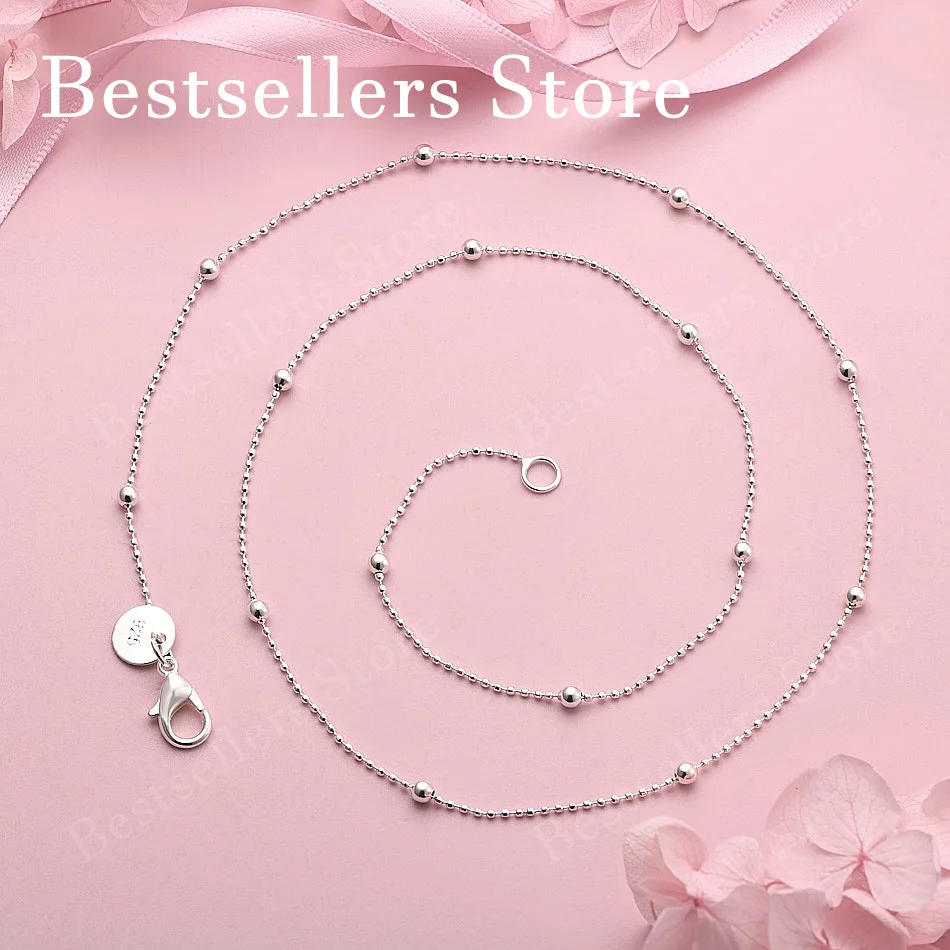 

925 Sterling Silver Exquisite Ball Necklace Women Fashion Party Engagement Gift Jewelry Accessories