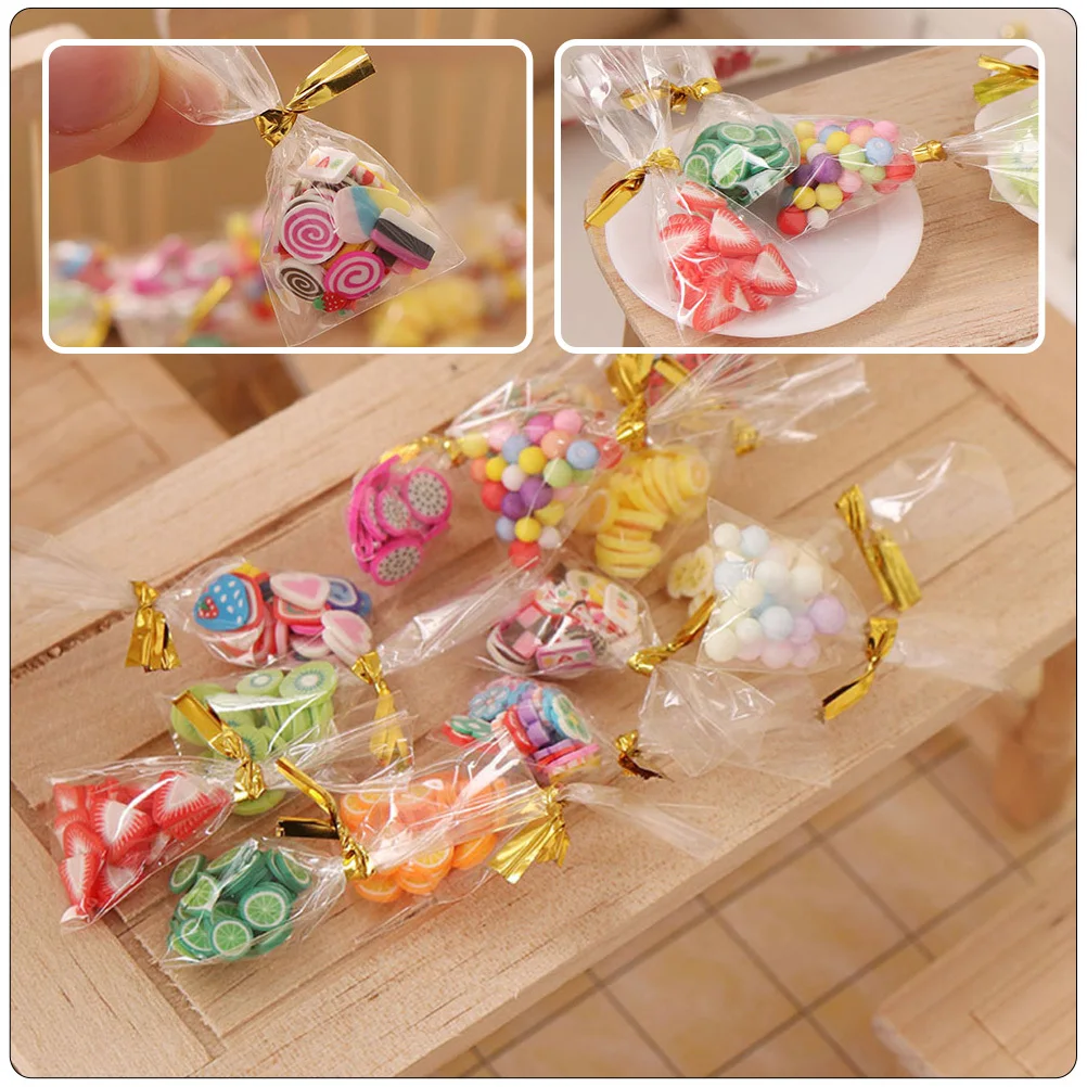 

12pcs Candy Snacks Set Lifelike Miniature Food Bags For Mini House Decor Dolly House Accessories Photography Props