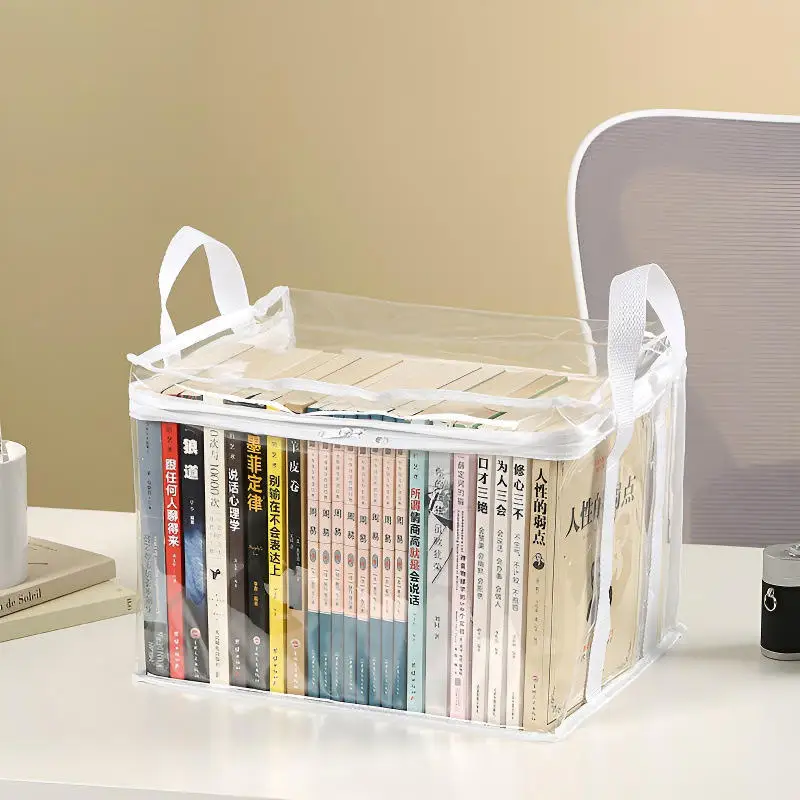 1/3pcs Transparent Books Storage Bag Newspaper/magazine Document Container Foldable Waterproof Dust Proof Stationery Organizer