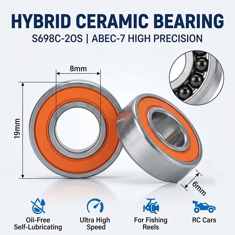 10pcs RC Bearings 8*19*6 S698 S698C 2RS 2OS DDU Hybrid Ceramic Bearings 3x8x4 4x11x4 5x13x4 6x15x5 7x17x5 8x19x6 Ball Bearings